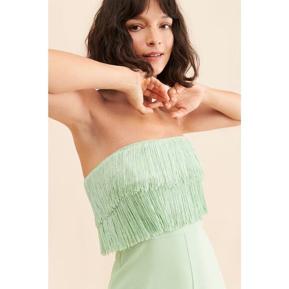 Hutch Crepe Fringe Jumpsuit Mint Green Size 4 - Picture 4 of 11